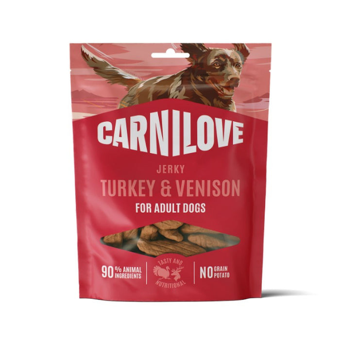 Carnilove Turkey and Venison Fillet grain-free jerky dog treats, 100g pack