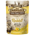 Carnilove 85g kitten food pouch, rabbit fillets with marigold in gravy, front of the sachet
