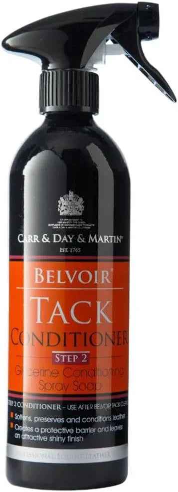 Carr & Day & Martin Belvoir Tack Conditioner in a 500ml aluminium bottle with a spray trigger