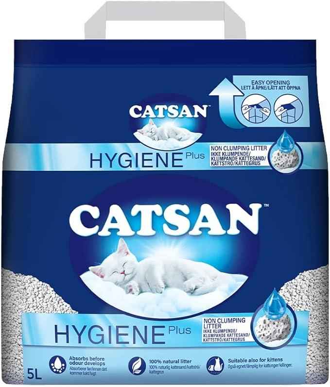 Catsan Hygiene Plus non-clumping mineral cat litter in a 5 litre bag