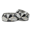 CatwalkDog Geo-Deco two-part dog bowl in medium, with a patterned outer and a lift-out metal inner