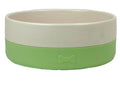 Ancol glazed ceramic pet bowl with a removable non-slip silicone base ring, shown from above and in side view