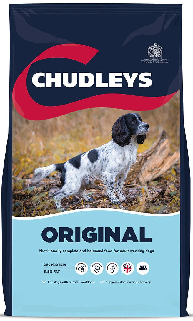 Front of the Chudleys Original 14kg bag, flaked muesli-style complete dog food
