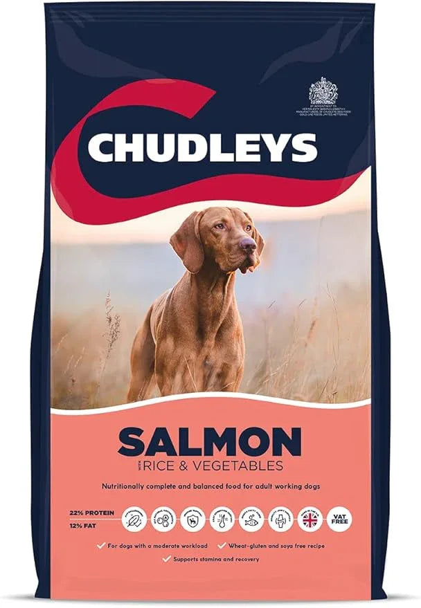 Chudleys Salmon with Rice and Vegetables 14kg bag, hypoallergenic fish dry dog food