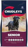 Front of the Chudleys Senior 14kg bag, dry dog food for older working dogs
