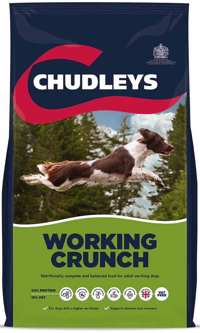 Front of the Chudleys Working Crunch 14kg bag, high-energy dry food for working dogs