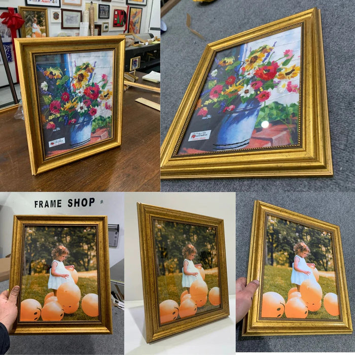 Ornate 8.5x11 Gold Picture Frame Vintage – Glass Antique Frame