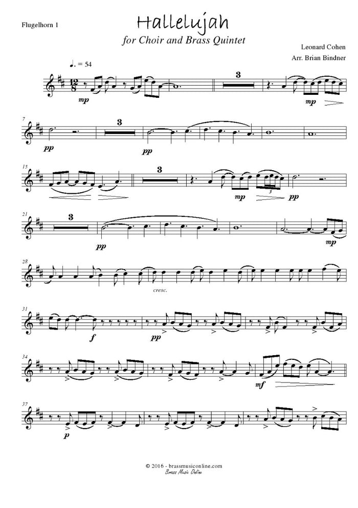 Cohen - Hallelujah - Brass Quintet and Choir
