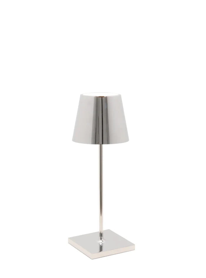Cordless Mini Table Lamp, Glossy Chrome