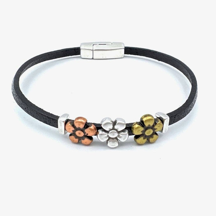 Daisy Chain Leather Bracelet Brown / M (7.5")
