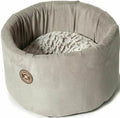Danish Design Arctic Cat Cosy, a high-sided grey faux suede and faux fur cat bed