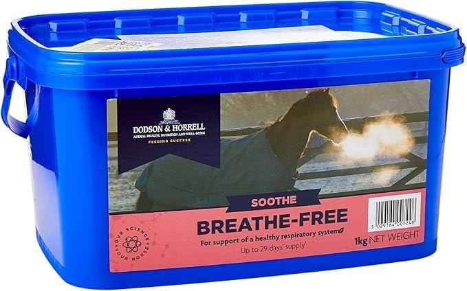 Dodson & Horrell Breathe Free 1kg tub of dried respiratory herb blend for horses