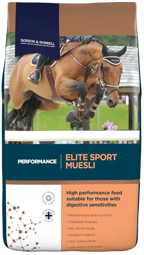 Dodson & Horrell Elite Sport Muesli 20kg feed bag, oat-free low starch performance muesli