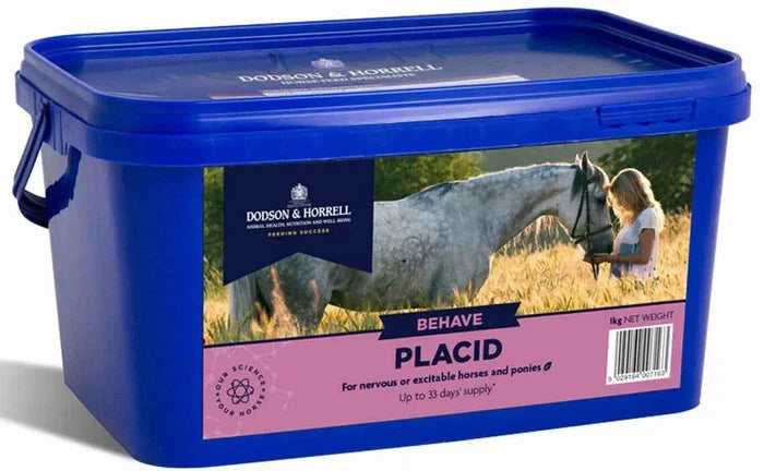 Dodson & Horrell Placid 1kg tub of dried calming herb blend with magnesium for horses