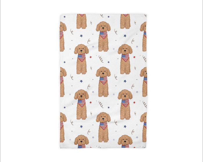 Dog Pet July 4 Patriotic Red White Blue Flag Towel