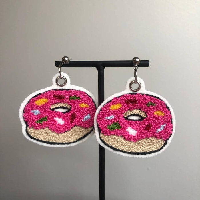 Donut Embroidered Earrings