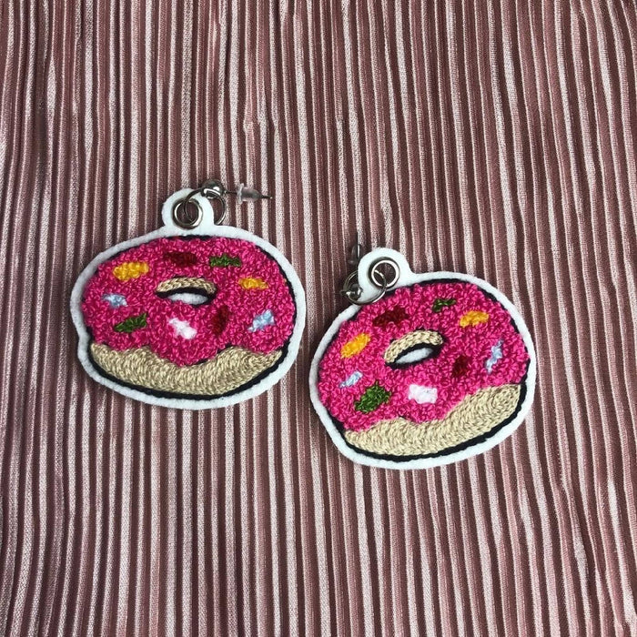 Donut Embroidered Earrings
