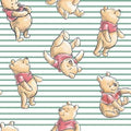 Winnie The Pooh Stripe Green Cotton Fabric