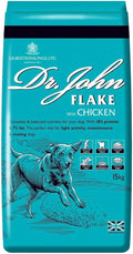 Dr John Flake with Chicken 15kg, toasted wholegrain flakes and biscuit for lightly active dogs