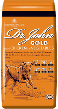 Dr John Gold with Chicken and Vegetables 15kg, complete dry food for active working dogs