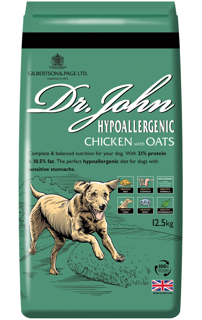 Dr John Hypoallergenic Chicken with Oats dry dog food, 12.5kg sack