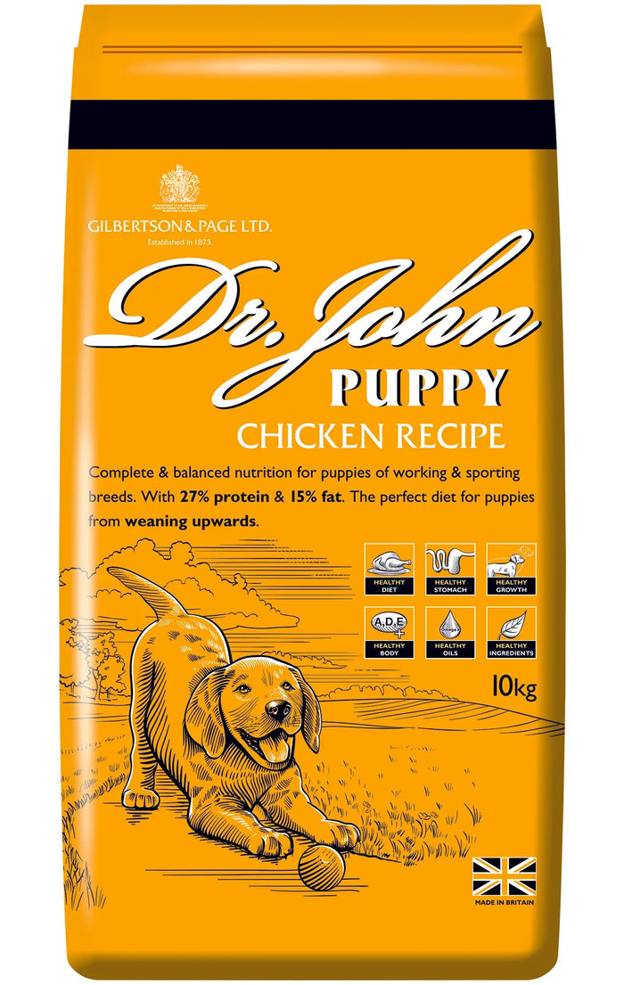Dr John Puppy with Chicken 10kg, a complete dry food for puppies from weaning onwards