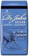 Dr John Silver with Chicken 15kg, complete dry food for less active adult and senior dogs