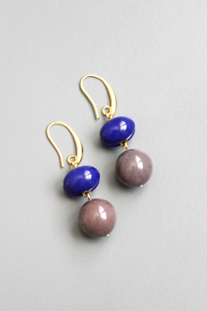 Drop Earrings | Navy and Mauve