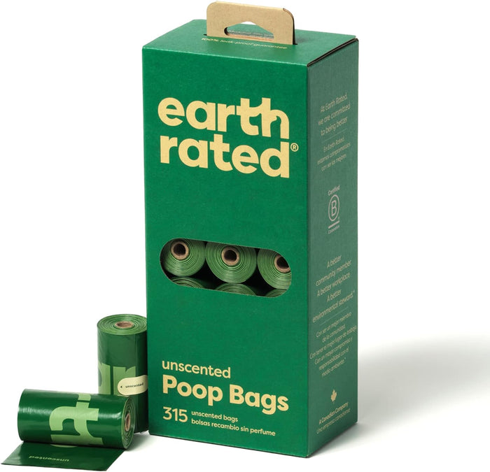 Earth Rated unscented poo bags, bulk pack of 315 bags on 21 refill rolls