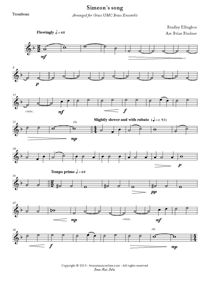 Ellingboe - Simeons Song - Brass Ensemble