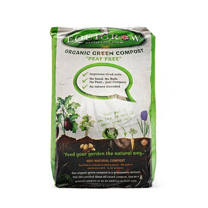 Equigrow Organic Green Compost, 40 litre bag of PAS100 peat-free soil improver