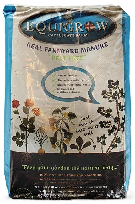Equigrow Real Farmyard Manure, 40 litre bag of composted peat-free horse manure