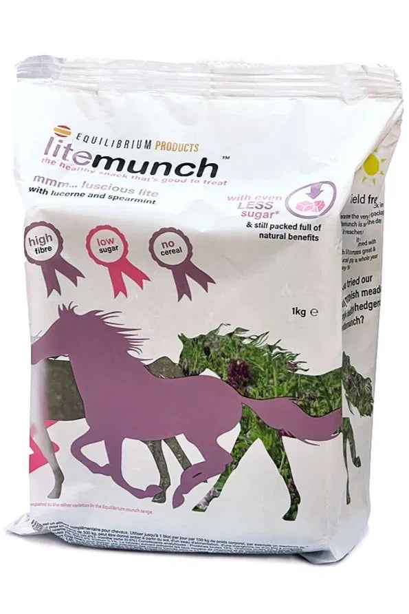 Equilibrium LiteMunch 1kg lucerne and spearmint fibre block for horses