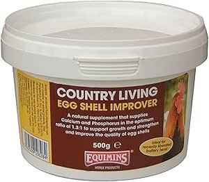 Equimins Country Living Egg Shell Improver, 500g tub with measuring scoop