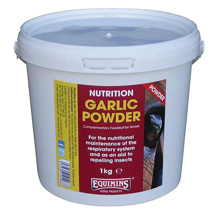 Equimins pure garlic powder supplement for horses, 1kg tub