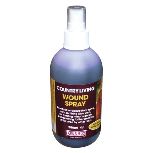 Equimins Country Living Poultry Wound Spray with aloe vera, 250ml purple spray
