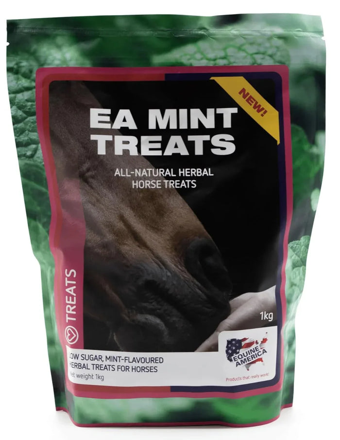 Equine America Mint Treats in a 1kg bag, mint-flavoured horse treats