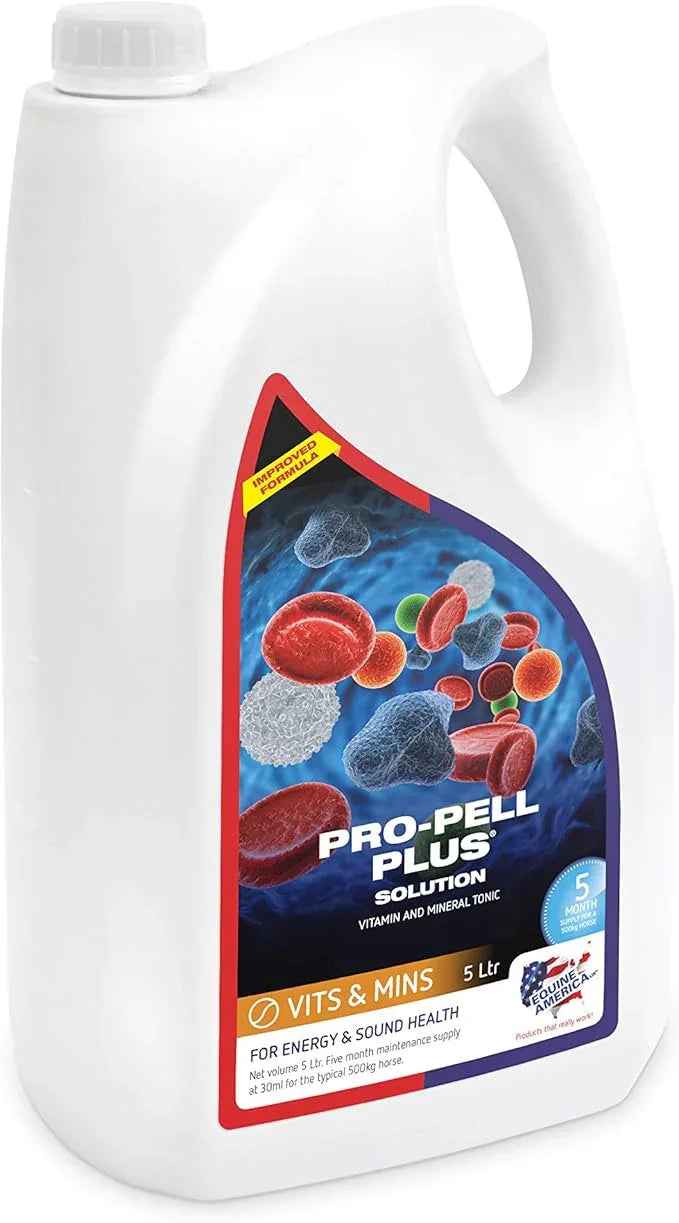 Equine America Pro-Pell Plus liquid blood tonic in a 5 litre container
