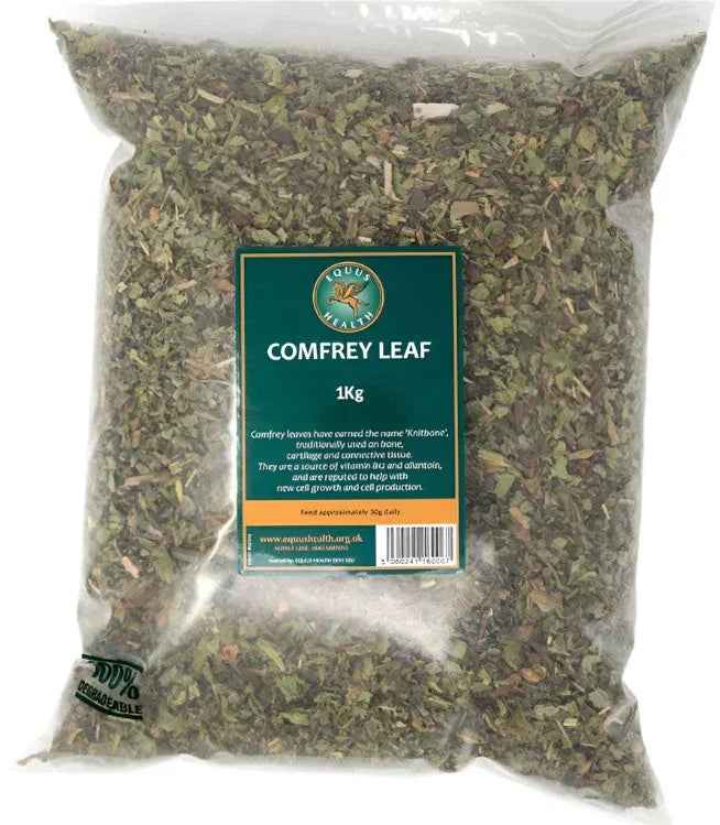 Equus Health Comfrey Leaves 1kg, dried knitbone leaf fed to horses for bone and connective tissue