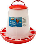 Extra Select plastic poultry feeder, tube with anti-flick fins moulded to the base and a carry handle over the top