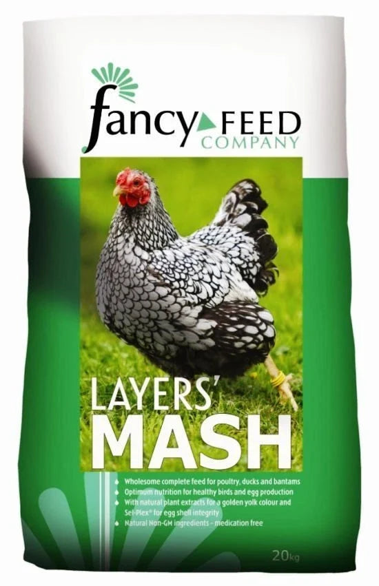 Fancy Feeds Layers Mash, 20kg sack of ground complete feed for laying hens