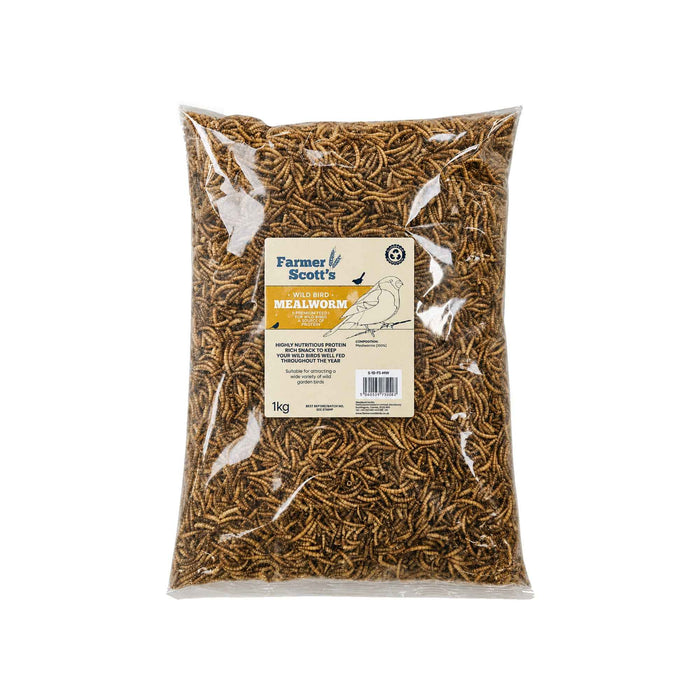 Farmer Scott's dried mealworm 1kg bag of high protein wild bird food