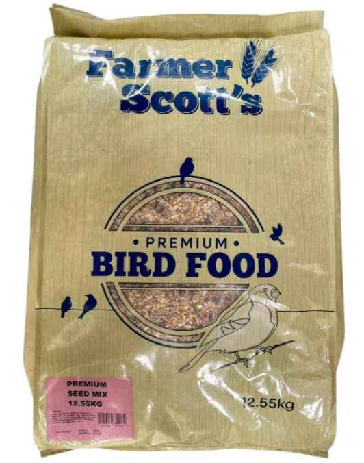 Close view of the seed blend in Farmer Scott's Premium Wild Bird Seed Mix