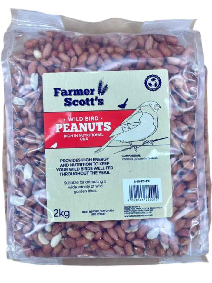 Close view of whole peanuts from the Farmer Scott's 2kg bag