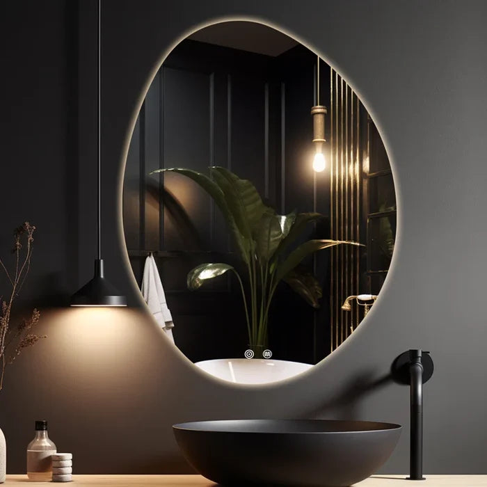 Ferguson Asymmetrical Bathroom Mirror Anti-Fog LED Wall Mirror (3 Led Lights Integrated)