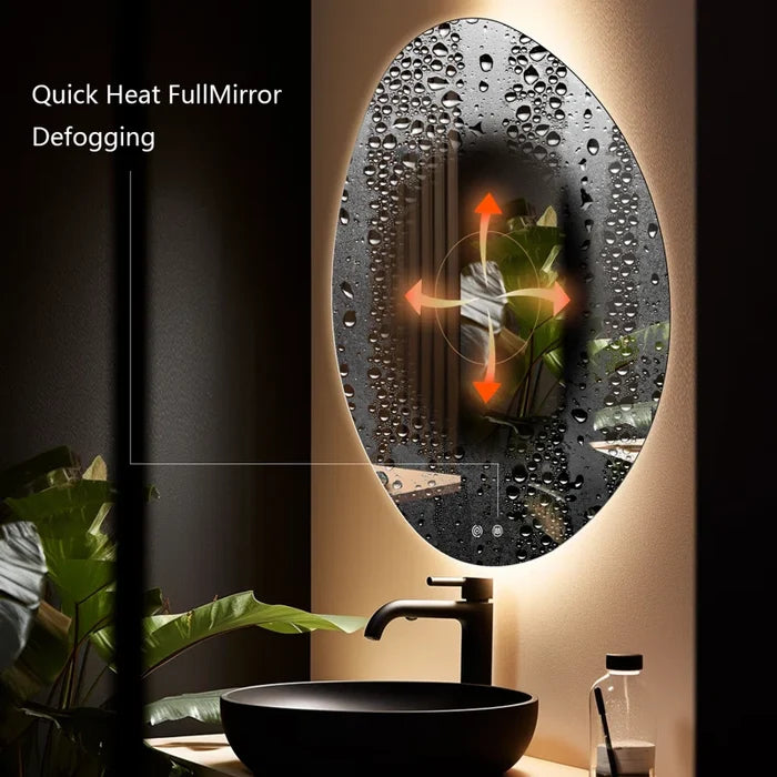 Ferguson Asymmetrical Bathroom Mirror Anti-Fog LED Wall Mirror (3 Led Lights Integrated)