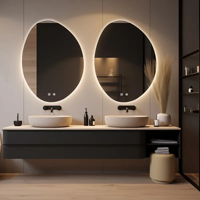 Ferguson Asymmetrical Bathroom Mirror Anti-Fog LED Wall Mirror (3 Led Lights Integrated)