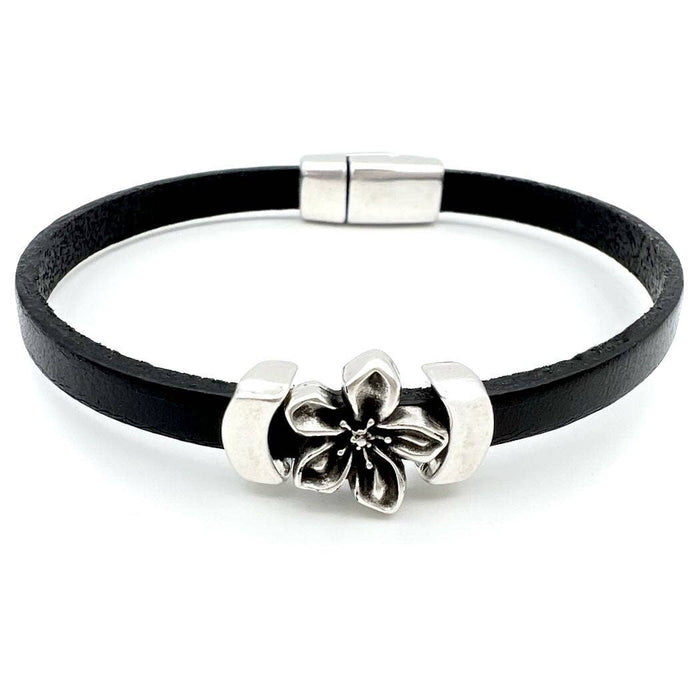 Floral Jasmine Leather Bracelet: Tropical Print / Medium