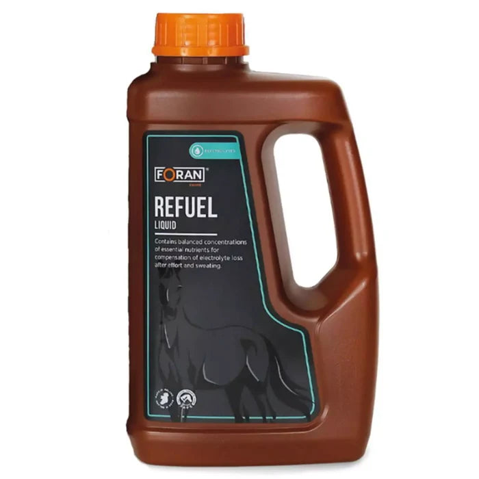 Foran Equine Refuel Liquid electrolyte and B vitamin supplement for horses in a 1 litre bottle