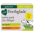 Forthglade adult complete duo lamb and turkey grain free wet dog food, twelve 395g trays